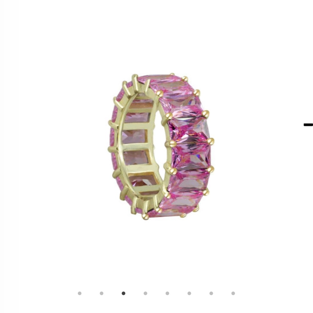 NEW The M Jewelers Princess Cut Eternity Band Ring Gold Pink 6